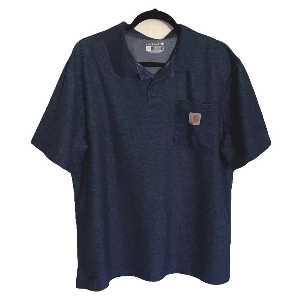 Carhartt Men's Blue Shirt Loose Fit Short Sleeve Polo Size XL